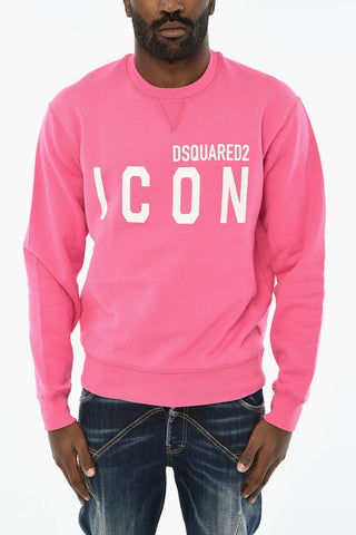 ICON Solid Color Crew-neck Sweatshirt with Contrasting Logo