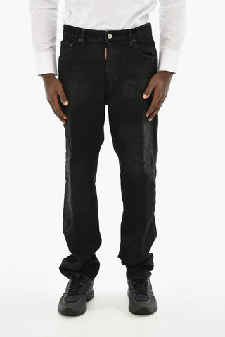 Jeans a Lavaggio Scuro con Monogram sul Retro