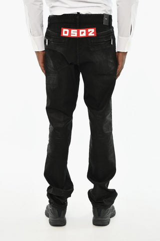 Jeans a Lavaggio Scuro con Monogram sul Retro