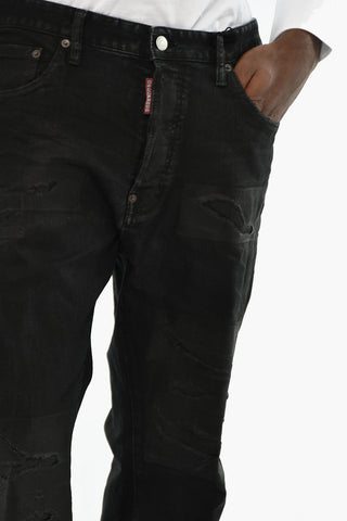 Jeans a Lavaggio Scuro con Monogram sul Retro