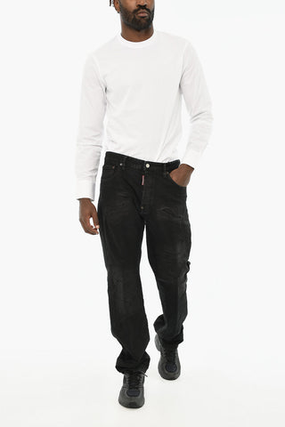 Jeans a Lavaggio Scuro con Monogram sul Retro
