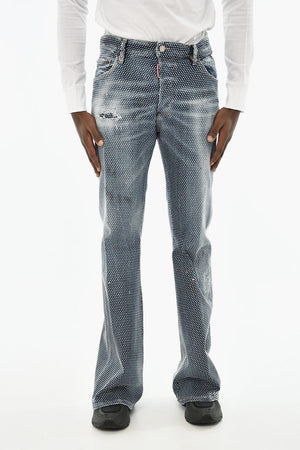Jeans Distressed Con Borchie All'Over