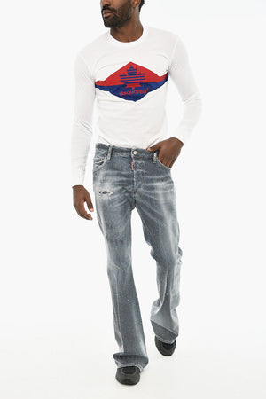 Jeans Distressed Con Borchie All'Over