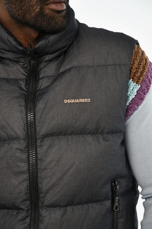 Piumino Senza Maniche a Quadri Rip Stop