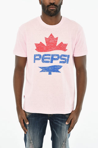 Cotton Crew-Neck T-shirt with Maxi Frontal Print Pepsi