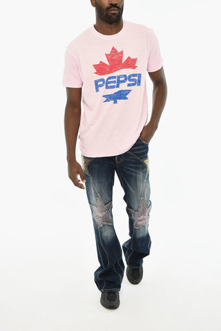 Cotton Crew-Neck T-shirt with Maxi Frontal Print Pepsi