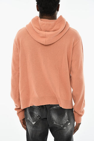 Maglia in Cashmere con Cappuccio e Tasche a Toppa