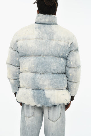 Giubbotto imbottito in Effetto Denim Distressed