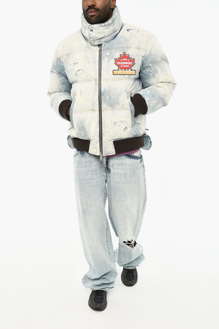 Giubbotto imbottito in Effetto Denim Distressed