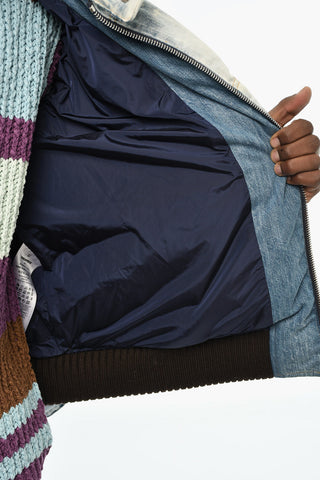 Giubbotto imbottito in Effetto Denim Distressed