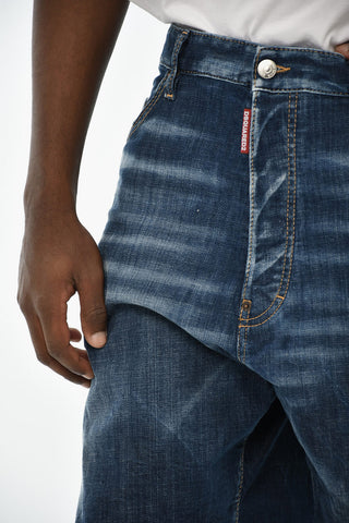Shorts in Denim Effetto Distressed