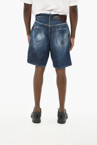 Shorts in Denim Effetto Distressed