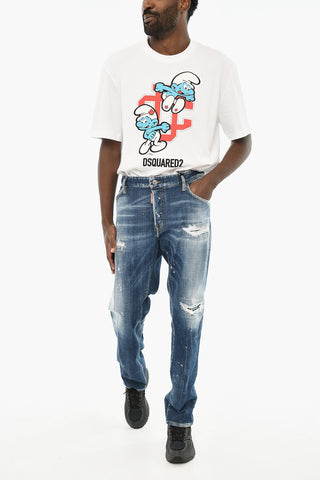 Cotton Stretch SKATER Jeans with Visible Stitching 16cm