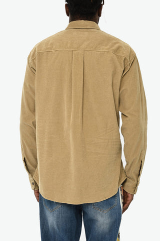 Overshirt aus geripptem Velours mit Doppelbrusttasche