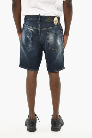 Denim Shorts with Contrasting Side Stripe