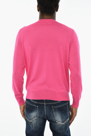 Pullover mit Rundhalsausschnitt aus Schurwolle mit Monogam Ton-in-Ton