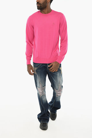 Pullover mit Rundhalsausschnitt aus Schurwolle mit Monogam Ton-in-Ton