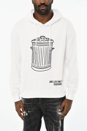 Felpa Hoodie in Cotone con Stampa