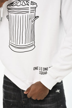 Felpa Hoodie in Cotone con Stampa