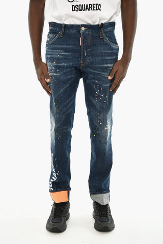 Painting-Effect Jeans with 17cm Side Logo