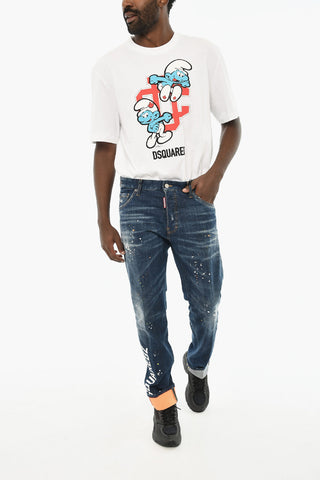 Painting-Effect Jeans with 17cm Side Logo