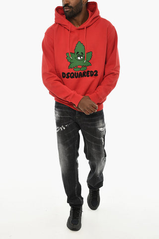 Felpa Hoodie in Cotone con Stampa