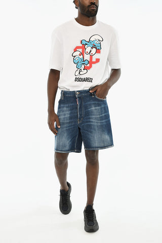 Denim-Shorts mit Monogramm