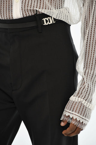 ICON Virgin Wool Trousers with Monogram Detail