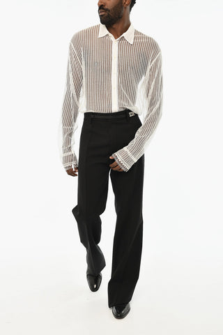 ICON Virgin Wool Trousers with Monogram Detail