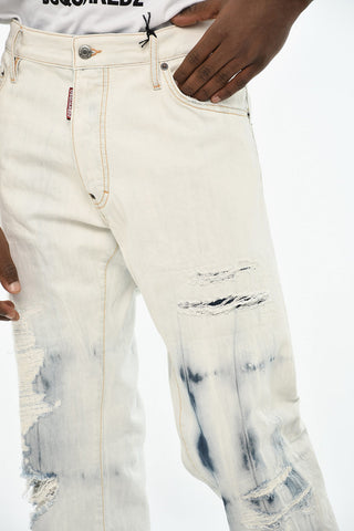 Jeans Distressed a Lavaggio Chiaro 17cm