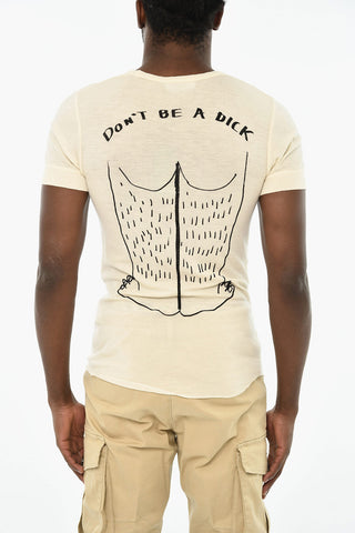 Virgin Wool Crewneck T-Shirt with Contrast Print
