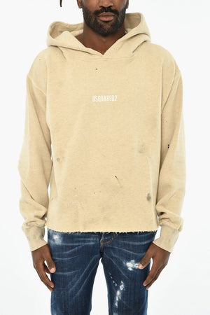Felpa Hoodie in Cotone Effetto Vintage