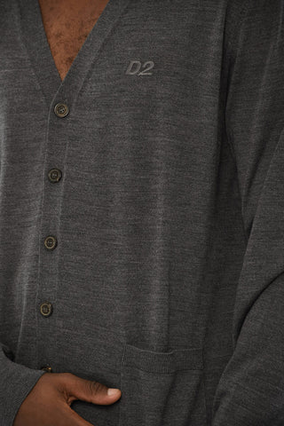 Virgin Wool Cardigan with V-Neck