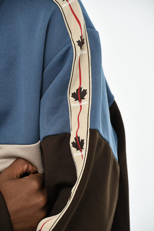 컬러블록 지퍼 스웨트셔츠 로고 테이프