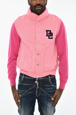 Cotton Sleeveless Sweatshirt with Snap Buttons