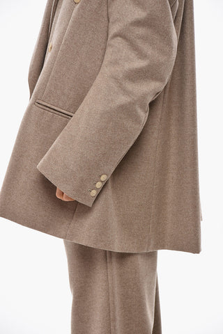 Virgin Wool Double-Breasted Blazer with Peak Lapel