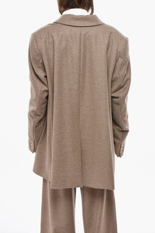 Virgin Wool Double-Breasted Blazer with Peak Lapel