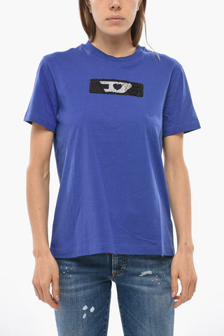 Solid Crew-Neck T-Shirt T-REG with Sequin Detail