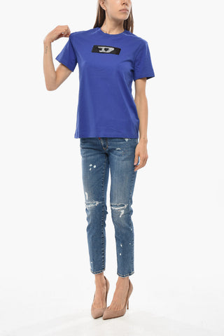 Solid Crew-Neck T-Shirt T-REG with Sequin Detail