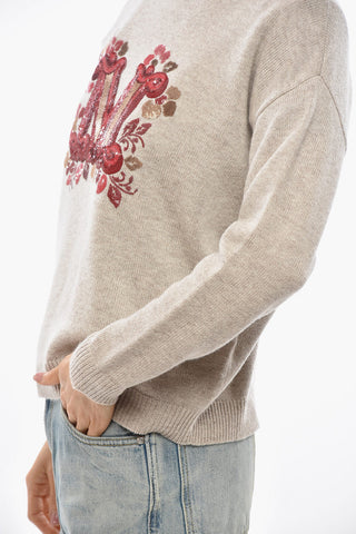 SPECIAL EDITION Cashmere-Blend Crewneck Sweater QUOTA with Sequin Embroidery