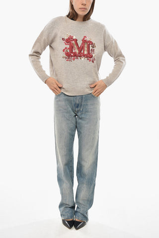 SPECIAL EDITION Cashmere-Blend Crewneck Sweater QUOTA with Sequin Embroidery