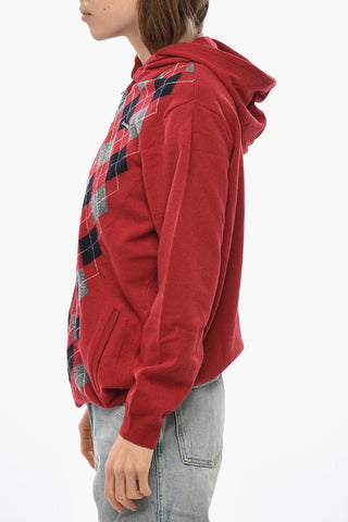 Maglia Full-Zip in Cotone con Motivo a Scacchi