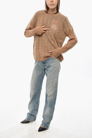 Maglia Girocollo in Cashmere Cable Knit