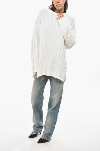 Maglia Girocollo in Misto Cashmere a Coste