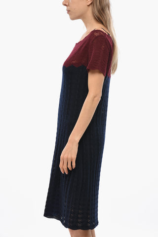 Vestito Bicolore in Maglia con Sottoveste Interna