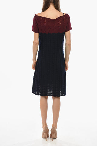 Vestito Bicolore in Maglia con Sottoveste Interna