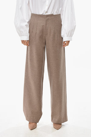 Straight-Fit Virgin Wool Trousers with Hidden Closure