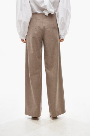 Straight-Fit Virgin Wool Trousers with Hidden Closure