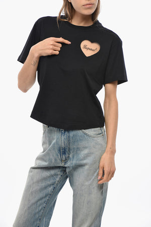 Cotton Cropped-Fit T-Shirt with See-Through Detail