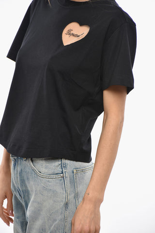 Cotton Cropped-Fit T-Shirt with See-Through Detail